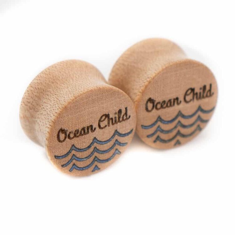 Ocean Child van branch individuell Handgefertigte Holz Plugs 14mm aus Ahorn  