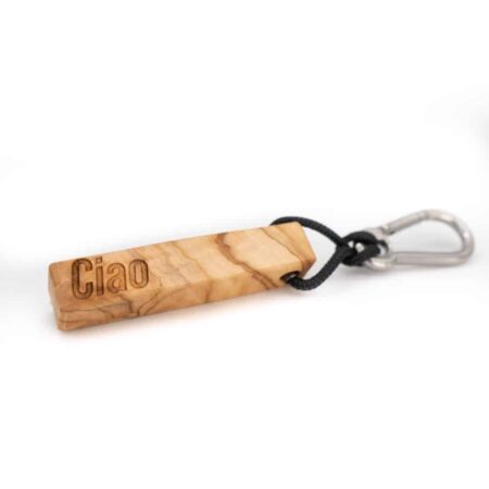 Ciao Gravur Olivenholz Schlüsselanhänger mit Kaffeerezept Filter schwarzem Band von van branch, handgefertigt für Dich
