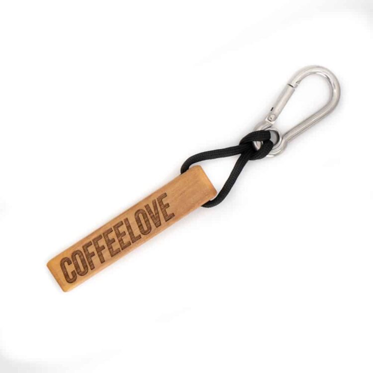 Coffeelove Olivenholz Schlüsselanhänger mit schwarzem Band von van branch, handgefertigt für Dich